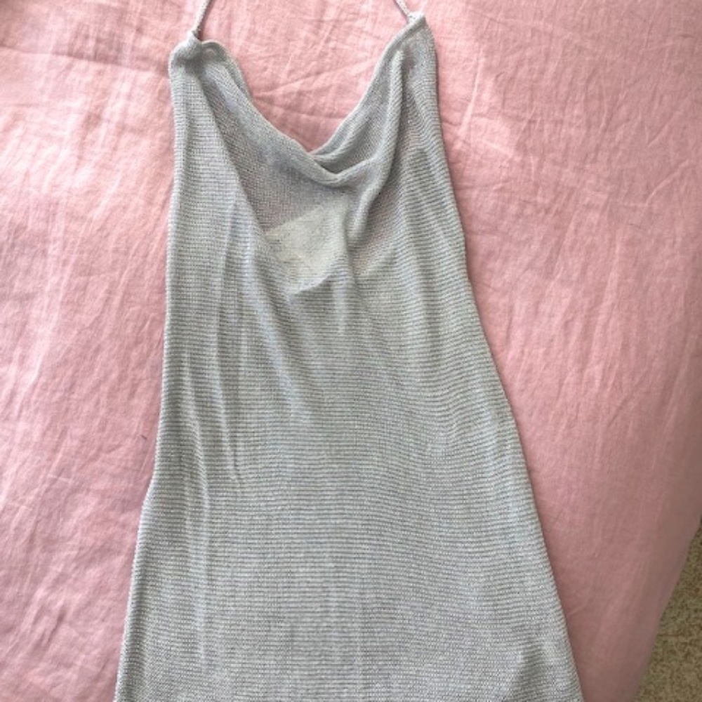 Zara silver chainmail halter dress
